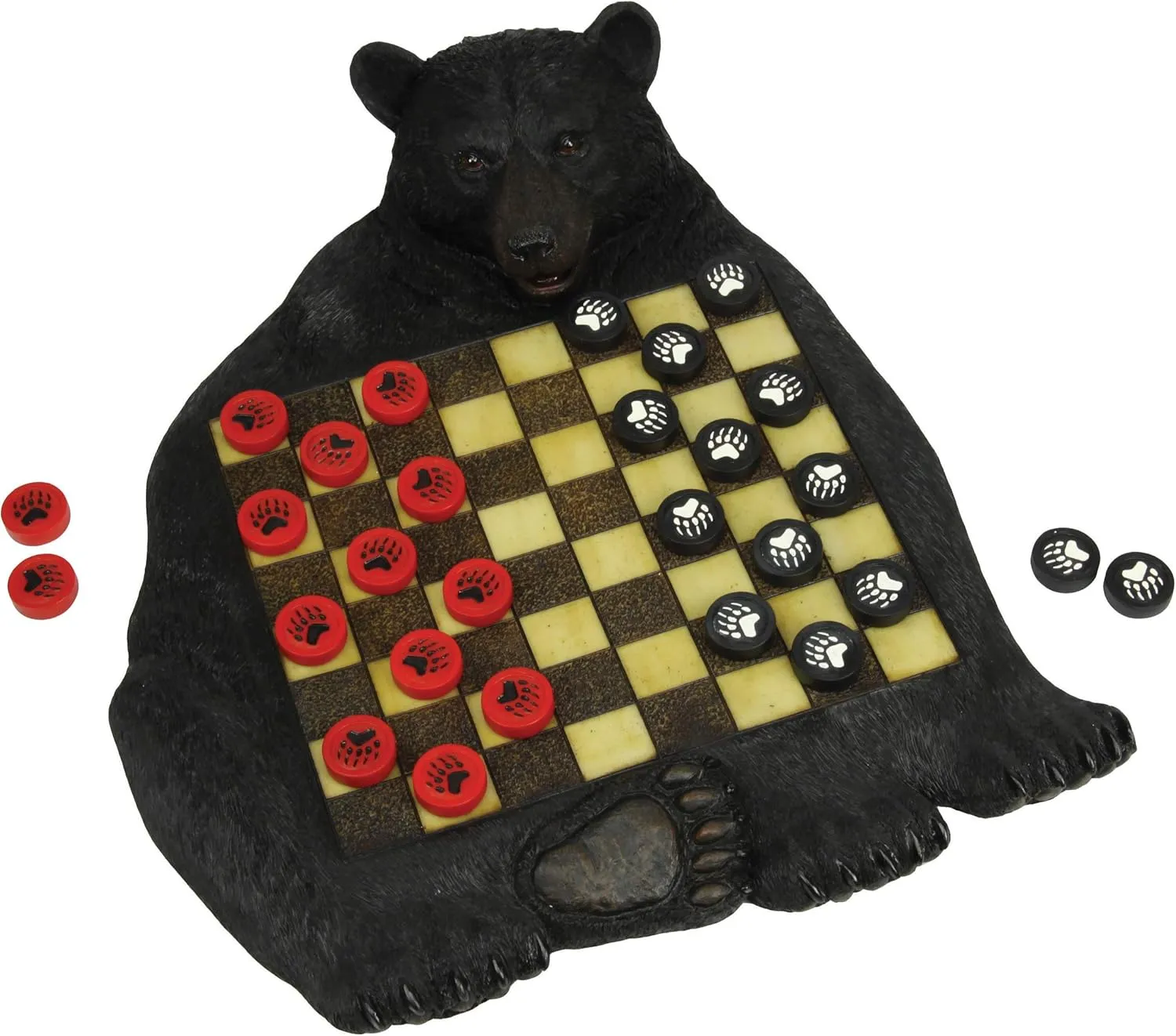 Rivers Edge Products Rivers Edge Products Checkerboard Set with 28 Checkers - Decorative, Rustic Checker Board for Fun Game Night, Cabin, Lodge - Hunting-Inspired Tabletop Home Decor or Gift - Bear