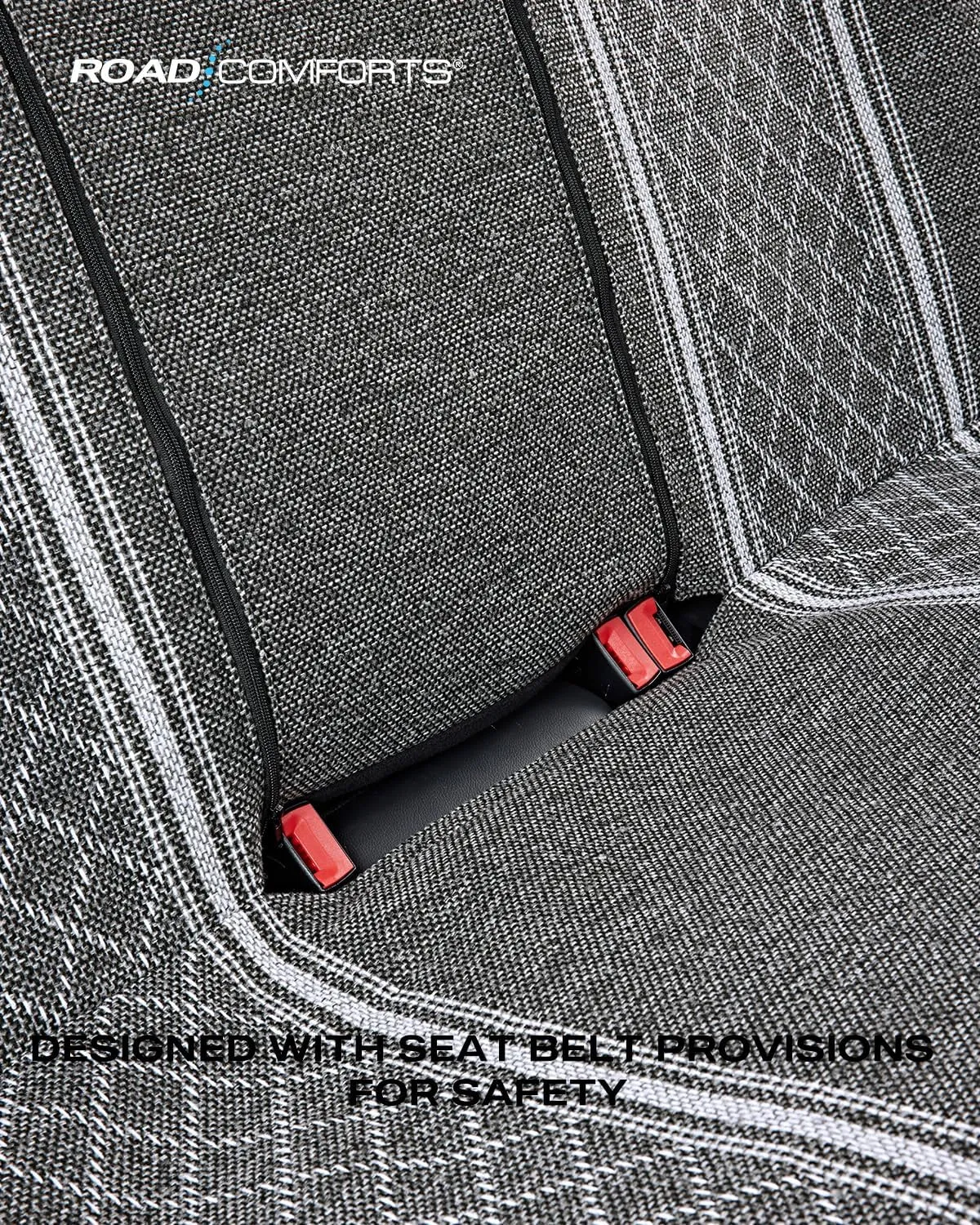 Road Comforts Baja Bench Seat Covers Grey Diamond Rear Blanket Seat Covers - Jacquard Fabric, Airbag Compatible, Universal Fits Car, Truck, SUV, and Vans