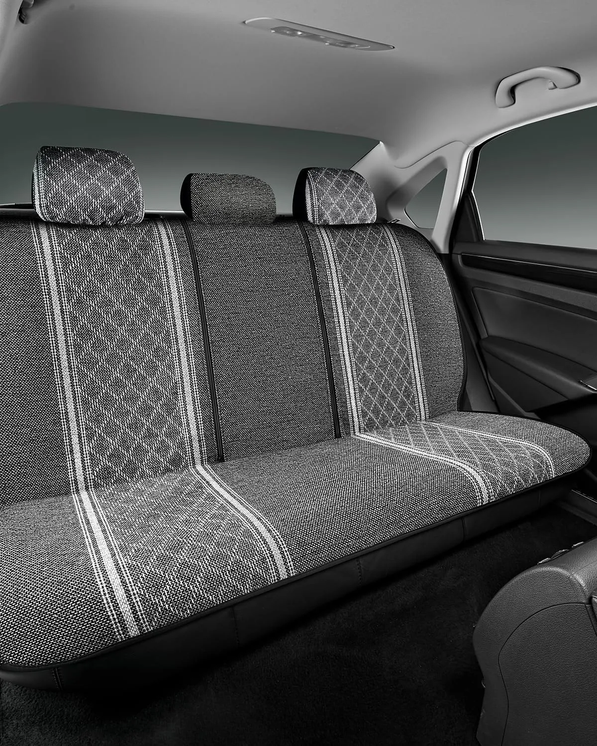Road Comforts Baja Bench Seat Covers Grey Diamond Rear Blanket Seat Covers - Jacquard Fabric, Airbag Compatible, Universal Fits Car, Truck, SUV, and Vans