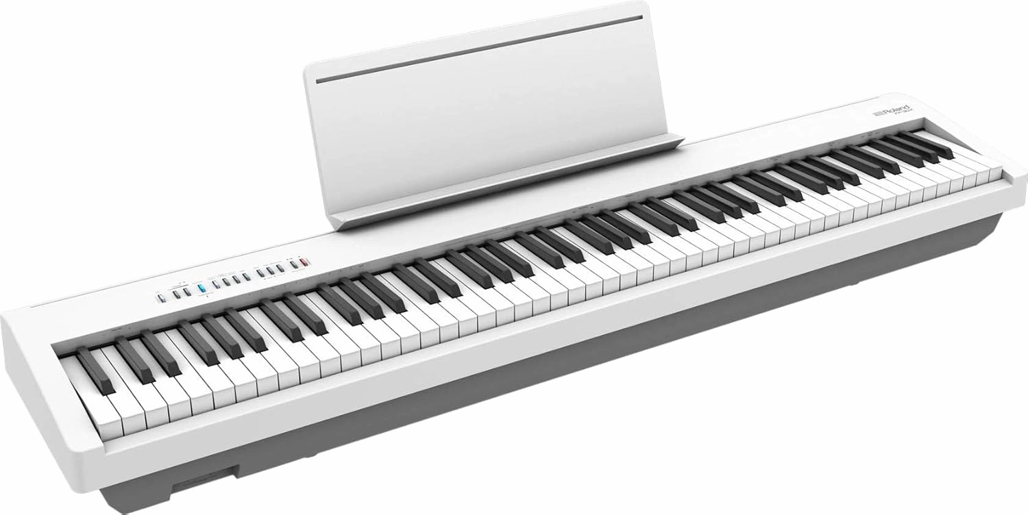 Roland FP-30X 88-Key Digital Piano - White Bundle with Adjustable Stand, Bench, Sustain Pedal, Online Piano Lessons, Instructional DVD, and Austin Bazaar Polishing Cloth