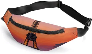 Romantic Paris Eiffel Belt Bag with Adjustable Strap, Lightweight Travel Crossbody Bags, Hands-Free Mini Fanny Packs in Running Gym