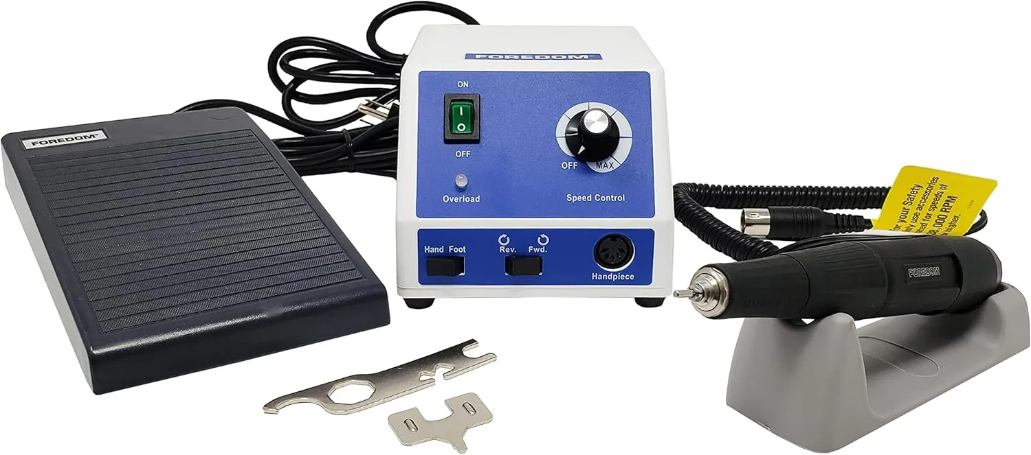 Rosenthal Collection Foredom K.1070 High Speed Rotary Micromotor Kit Includes Control Box, Handpiece with Collet, Foot Control, Handpiece Cradle, Motor Brushes, Fuse and Collet Changing Wrenches
