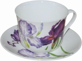Roy Kirkham Jumbo Breakfast Cup and Saucer in Iris Design