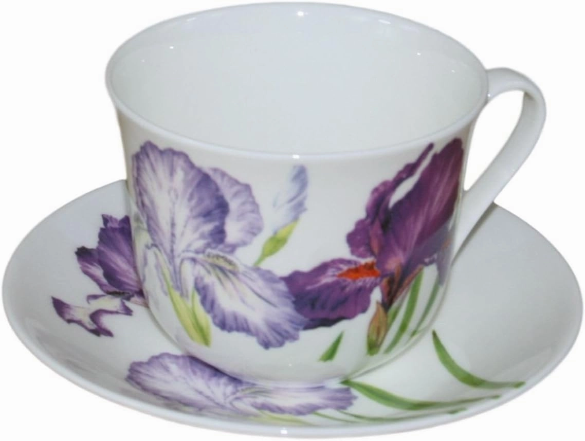 Roy Kirkham Jumbo Breakfast Cup and Saucer in Iris Design