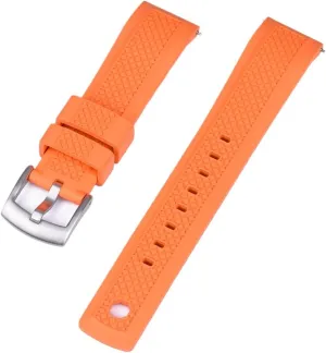 Rubber Watch Strap 20mm 22mm Black Blue Wristband Slide Keeper Ring With Quick Release Sport Watchband