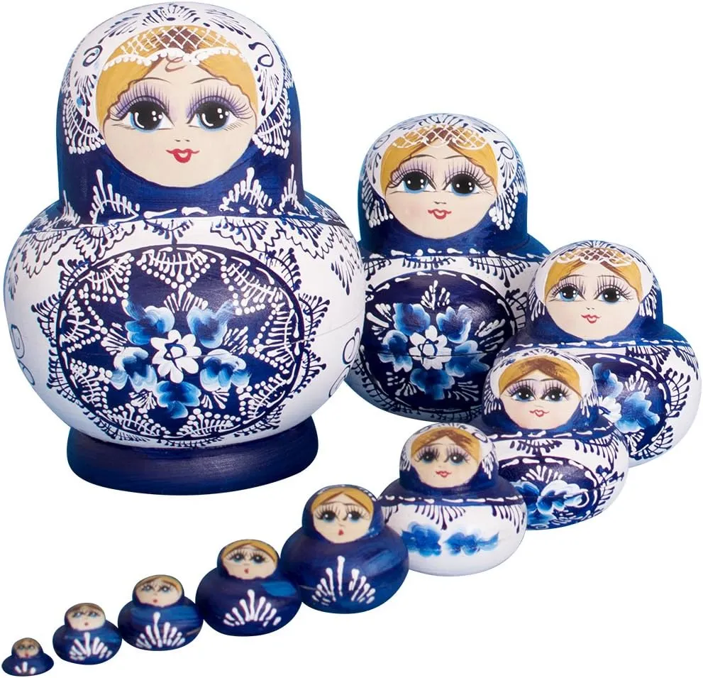 Russian Nesting Dolls for Kids Matryoshka Doll 10pcs Handmade