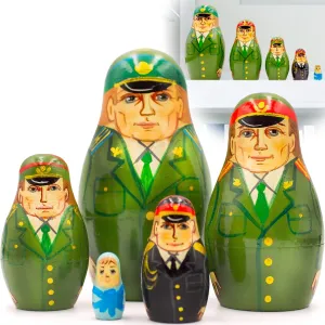 Russian Nesting Dolls Set of 5 pcs - Matryoshka Doll Russian Officers in Army Uniform - Russian Dolls in Russian Soldiers Costume - Army Gifts for Men