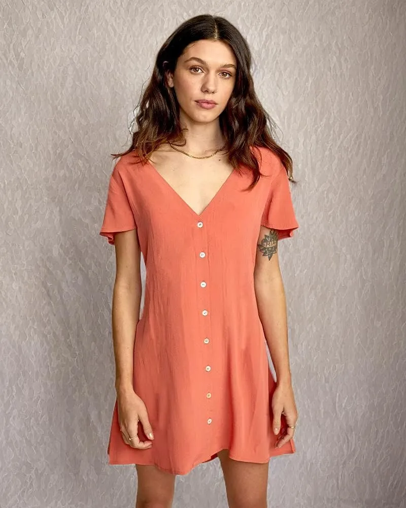 RVCA Women's Avery Woven Short Sleeve Dress