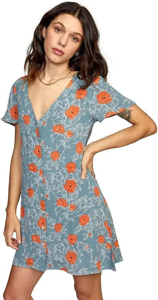 RVCA Women's Avery Woven Short Sleeve Dress