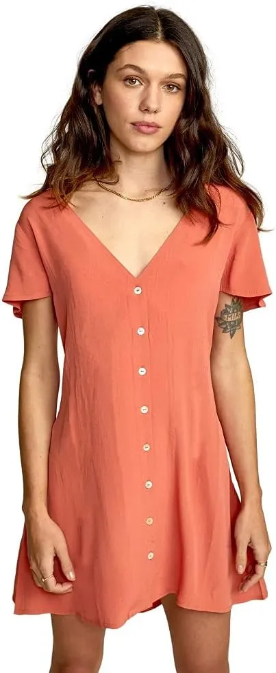 RVCA Women's Avery Woven Short Sleeve Dress