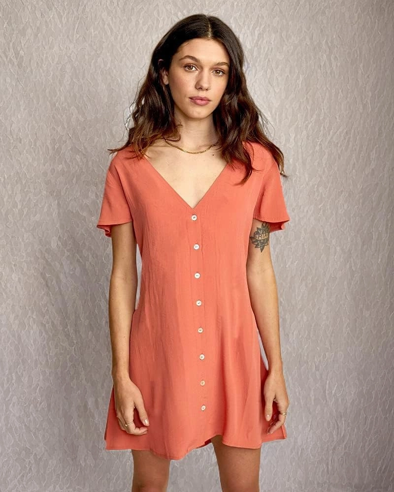 RVCA Women's Avery Woven Short Sleeve Dress