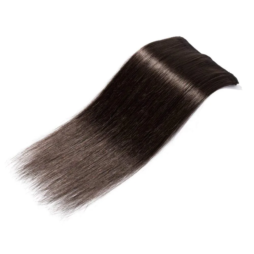 S-noilite Clip in Human Hair Extension 8Inch 18 Clips Short Clip in Hairpieces 45g 8 Pieces Thin Remy Hair For Women With Thin Hair Add Hair Volume Dark Brown