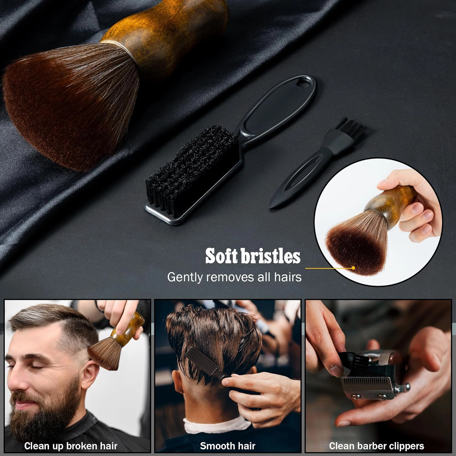 SALONSILK 13PCS Hair Cutting Comb Set, Professional Barber Combs for Hair Stylist, Premium Grade Barber Brush Neck Duster, Fading Comb Barber Clipper Comb