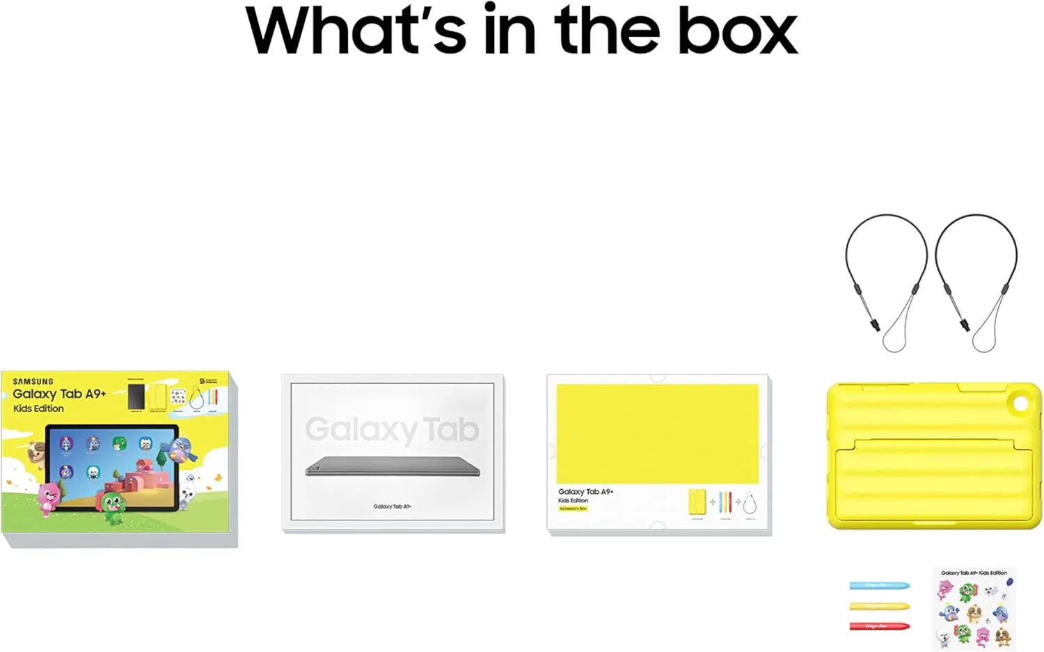 SAMSUNG Galaxy Tab A9  Plus Kids Edition 11” 64GB WiFi Android Tablet, Long Battery Life, Expandable Storage, Thin, Light Design, Durable Puffy Cover, US Version, 2024, Yellow