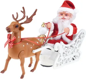 Santa Claus Electric Toy Christmas Decor Musical Elk Car Desktop Ornament Xmas Party Accessory