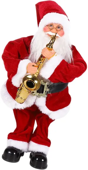 Santa Electric Musical Toy for Kids Christmas Ornament Gift, Playing Saxophone