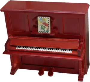 Scale Wooden Upright Piano for Dollhouse Decoration Retro Design for Playsets and Collectibles Present for Miniature Enthusiasts