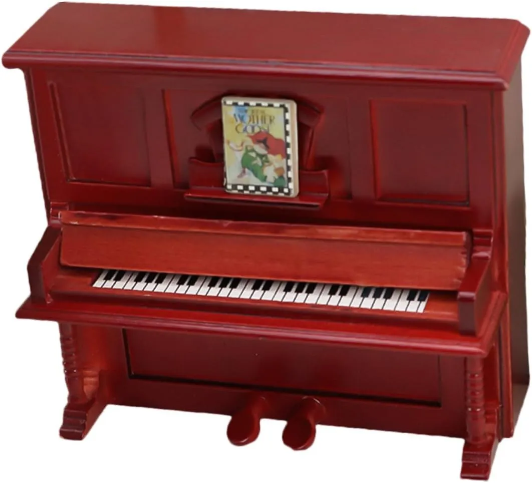 Scale Wooden Upright Piano for Dollhouse Decoration Retro Design for Playsets and Collectibles Present for Miniature Enthusiasts