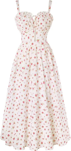 Scarlet Darkness Floral Corset Dress Summer Dresses for Women 2025 Milkmaid Dress Cottagecore Fairy Dresses