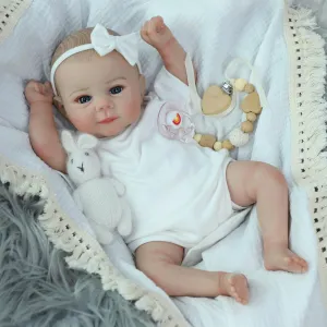 SCOM Lifelike Reborn Baby Dolls Juliette - 18 Inch Adroable Cute Doll Soft Vinyl Realistic Baby Doll Poseable Smiling Real Life Dolls with Accessories for Kids 3  Gifts, Pretend Play