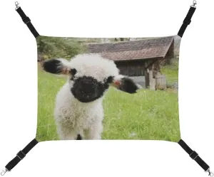 Scotland Black Sheep Cat Hanging Hammock Soft Breathable Pet Cage Dog Hammock with Adjustable Straps and Metal Hooks
