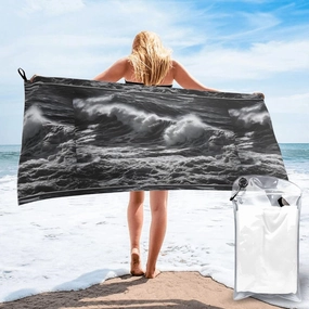 Sea Print Premium Compact Microfiber Travel Towel-Featherlight & Quick Dry,Sand-Resistant Beach Towel for Swimming,Camping,Vacation Essentials with Carry Pouch