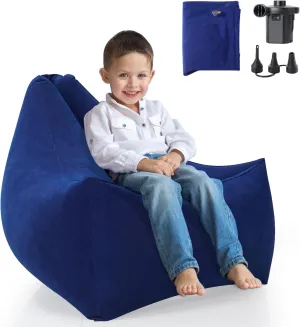 Sensory Chair for Kids 5-12|Inflatable Bounce Bean Bag for Autism Children,ADHD Squeeze Hugging Toys Indoor,Autistic Toddlers Comfy Triangle Peapod Sensory Room Must Haves with Electric Air Pump,Blue