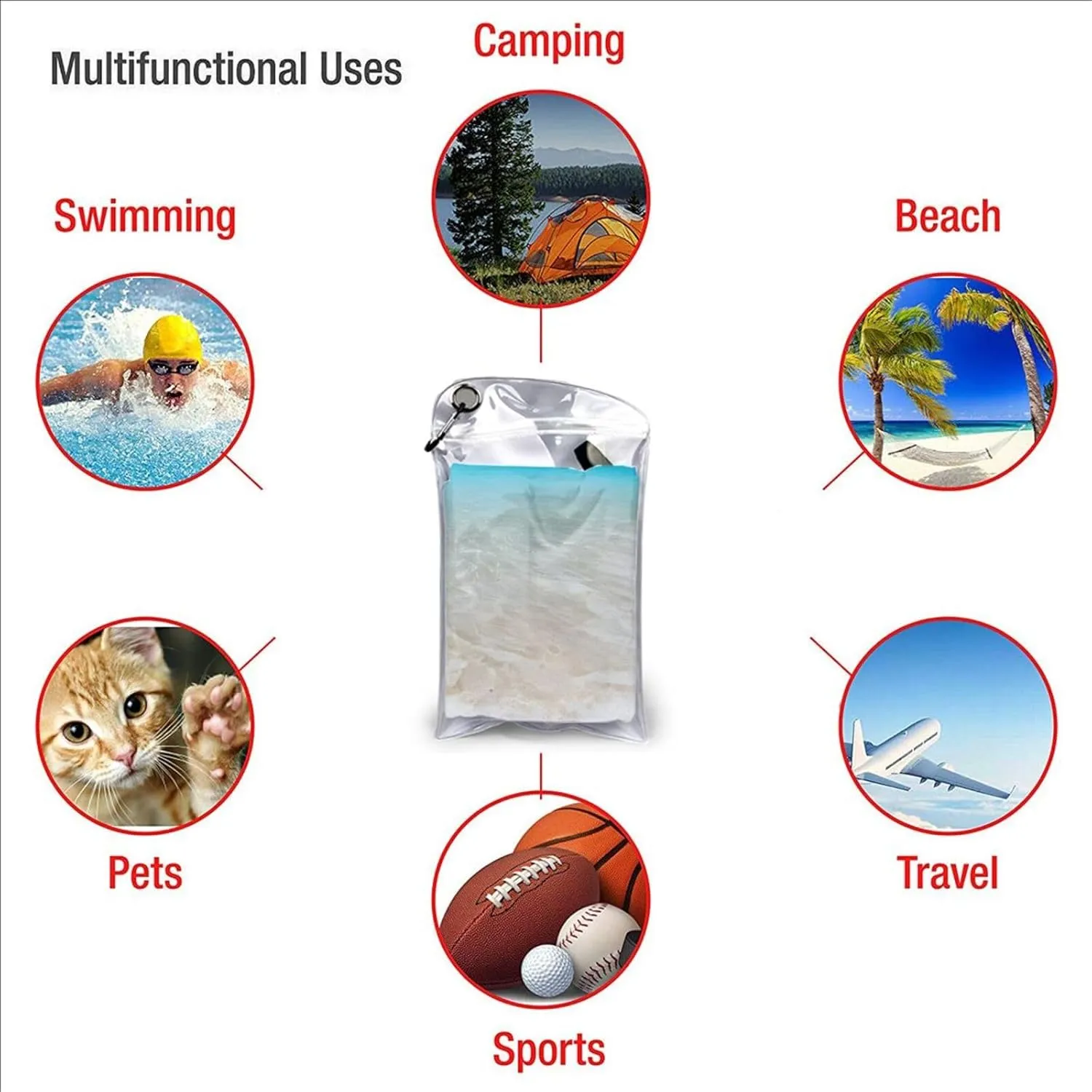 Serene Coastal Premium Compact Microfiber Travel Towel-Featherlight & Quick Dry,Sand-Resistant Beach Towel for Swimming,Camping,Vacation Essentials with Carry Pouch