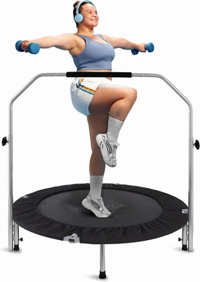 SereneLife 36/40" Foldable Mini Trampoline - Compact Fitness Trampoline for Kids Adults, Exercise Rebounder with Foam Handle, Indoor/Garden Workout Equipment, Max Load 150/220 lbs