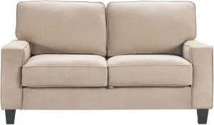 Serta Palisades Sofas with Storage Modern Design, Track Arms, Foam-Filled Cushions, Easy-to-Clean Fabric Upholstery, 61" Loveseat, Soft Beige