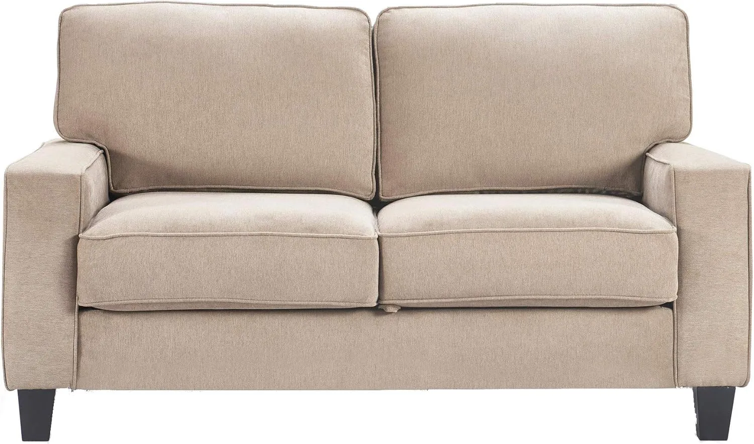 Serta Palisades Sofas with Storage Modern Design, Track Arms, Foam-Filled Cushions, Easy-to-Clean Fabric Upholstery, 61" Loveseat, Soft Beige