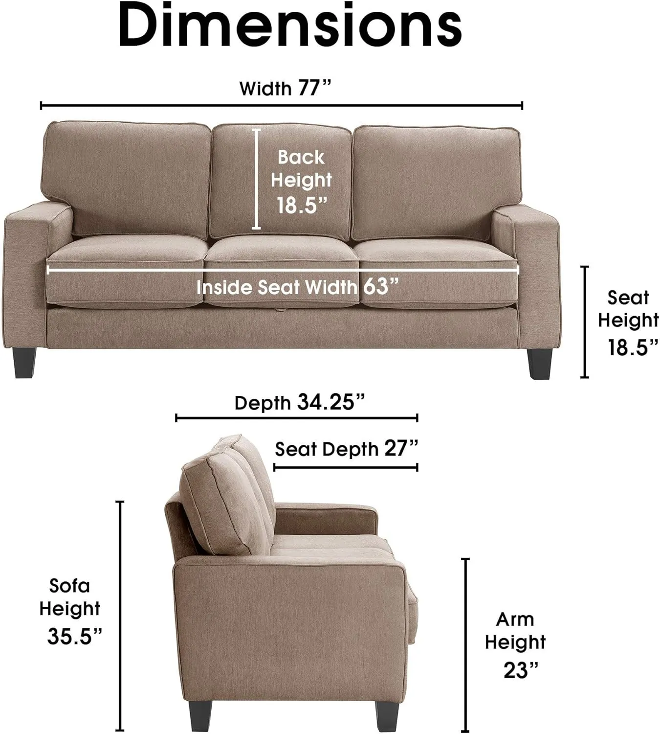 Serta Palisades Storage Sofa, 78", Tan