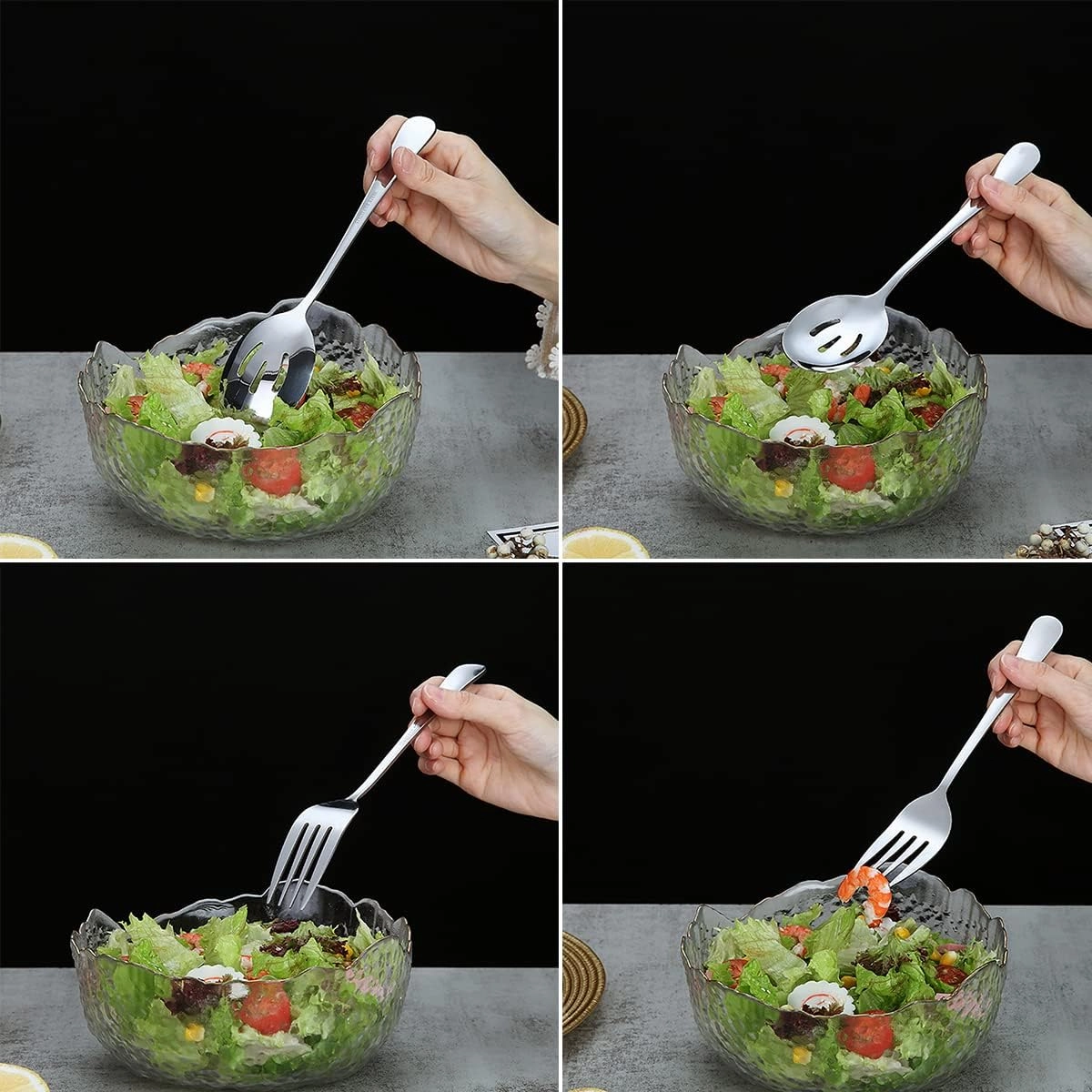 Serving Spoons, Kyraton Stainless Steel Serving Utensils Include 2 Serving Spoons, 2 Slotted Serving Spoons, 2 Serving Forks, 1 Cake Server, 1 Butter Knife Spreaders,2 Serving Tongs,Dishwasher Safe