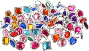Shappy 72 Pcs Colorful Plastic Rings Adjustable Fake Princess Jewelry Rings for Bridal Shower Dress Party Accessories