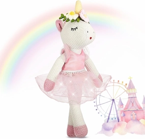 Shappy Christmas Unicorn Stuffed Animals 17 Inches Ballerina Doll Wool Plush Unicorn for Women Birthday Gift(Pink)