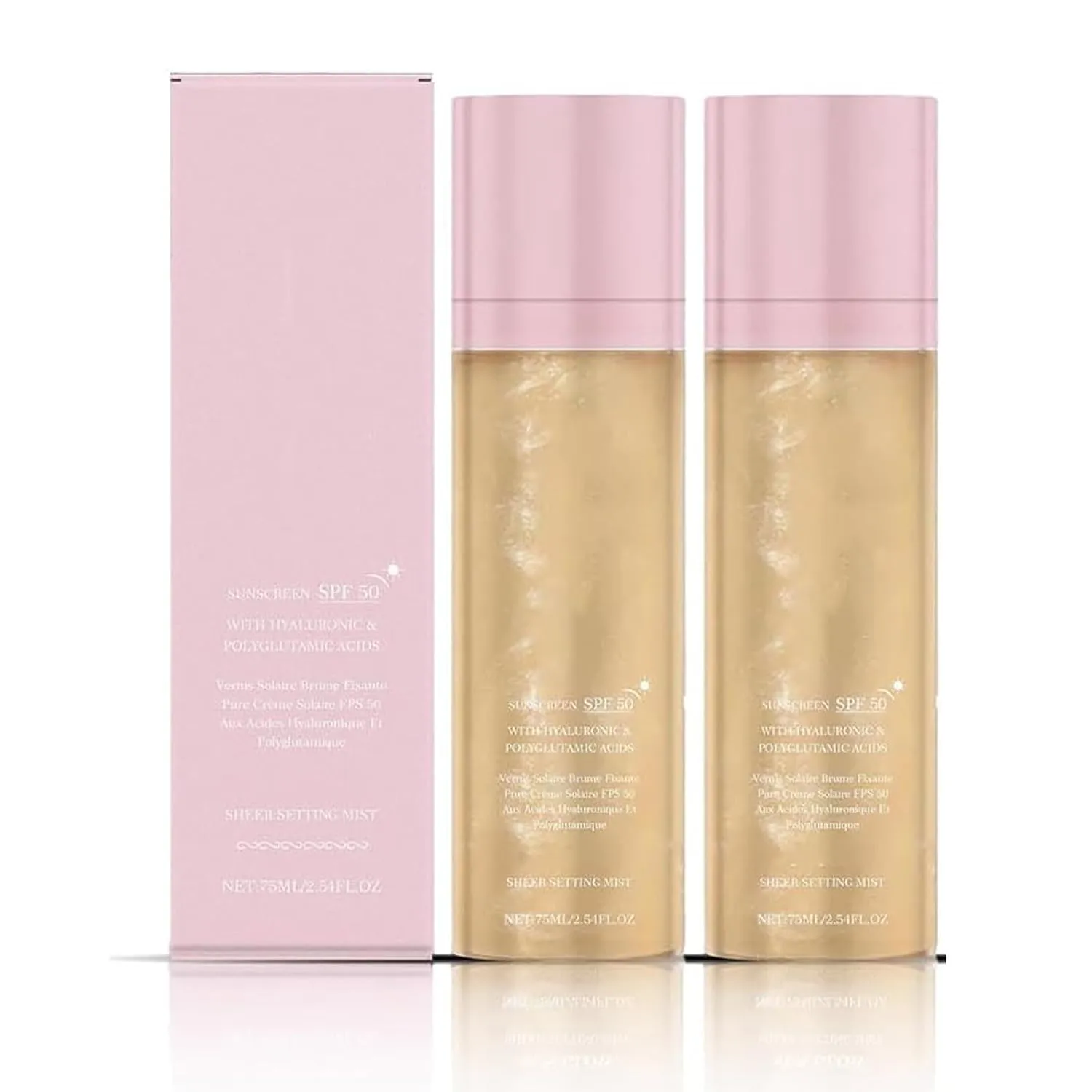 Sheer Setting Mist Sunscreen Spf 50, Set Makeup Moisturizing And Protective, Fast-Absorbing, Broad Spectrum Shimmering Body Oil Mist