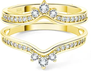 SHELOVES Crown Wedding Ring Guard Enhancers Round Cubic Zirconia 925 Sterling Silver Stack Wrap for Women 5-12