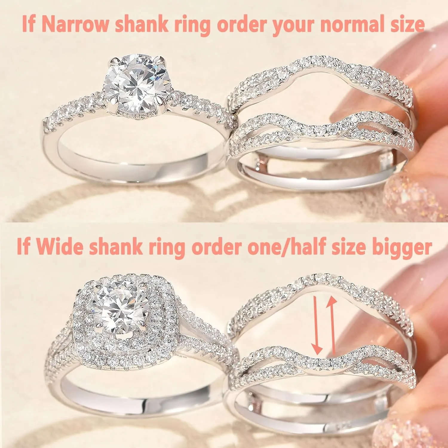 SHELOVES Womens 925 Sterling Silver Engagement Ring Enhancer Round White AAAAA CZ Infinity Wrap Guard Rings Sz 4-13