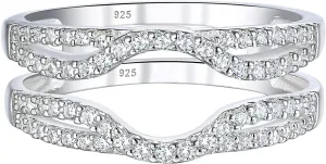 SHELOVES Womens 925 Sterling Silver Engagement Ring Enhancer Round White AAAAA CZ Infinity Wrap Guard Rings Sz 4-13