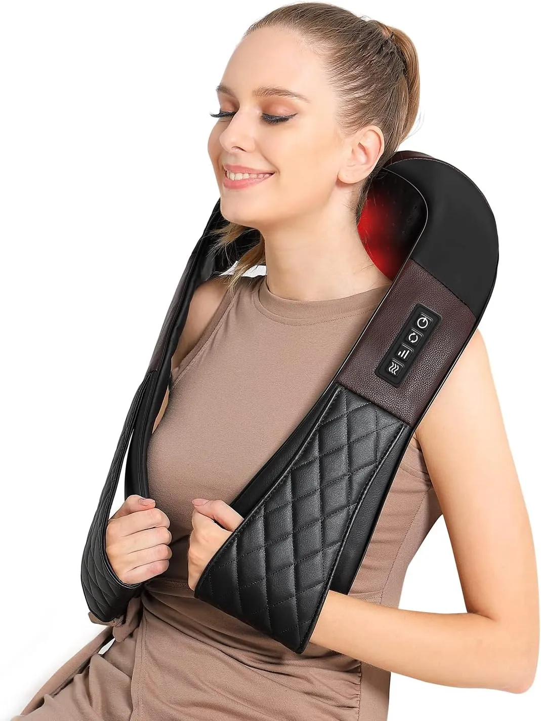 Shiatsu Neck and Back Massager with Heat, Electric Deep Tissue 4D Kneading Massage Pillow for Shoulder, Leg, Body Muscle Pain Relief, Home, Office, and Car Use - Best Gifts for Women Men Mom Dad