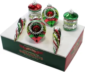 Shiny Brite Holiday Splendor 6 Count Mixed Shapes