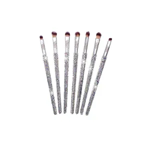 Shiny Sparkle Luxury Crystal Bling Out Rhinestone Makeup Brush Set (7 pc, Silver)
