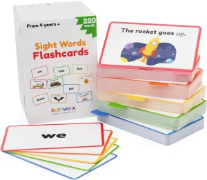 Sight Words Flash Cards Kindergarten – 220 Cards – Sight Words for Toddlers 4 Years – Dolch Sight Words Flash Cards –Pre-K Kinder 1st 2nd 3rd Grade – Sight Word Site Reading Kids Vocabulary Learning