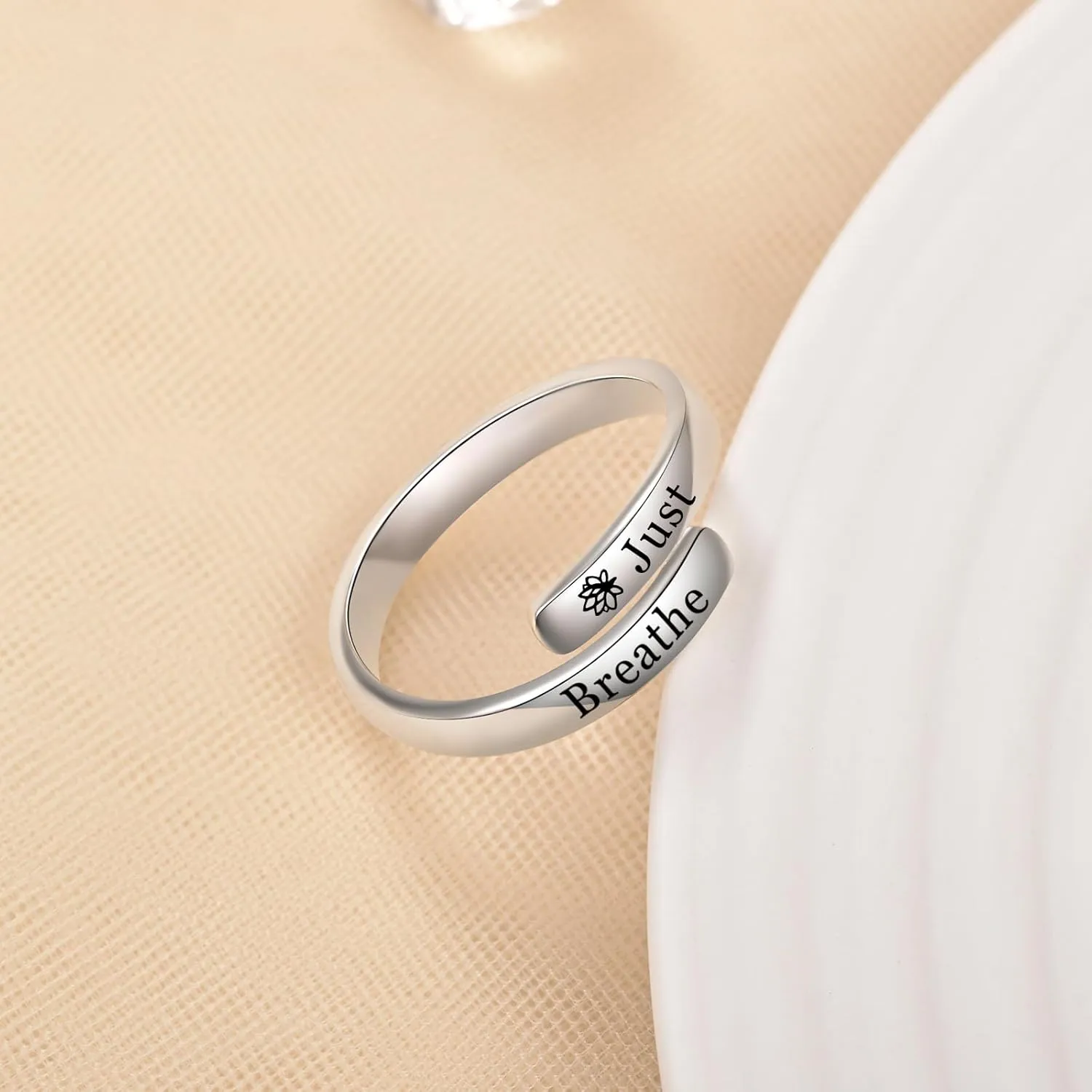 Silver Adjustable Ring Inspirational Jewelry S925 Sterling Wrap Open Ring for Women
