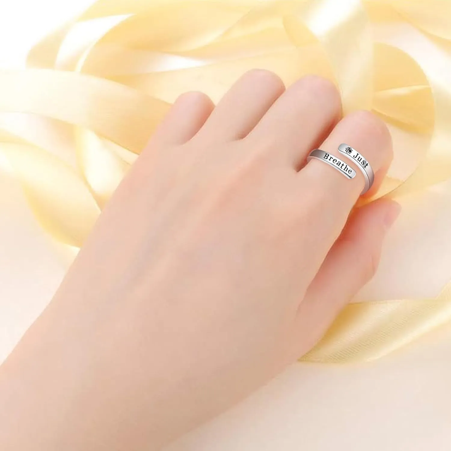 Silver Adjustable Ring Inspirational Jewelry S925 Sterling Wrap Open Ring for Women