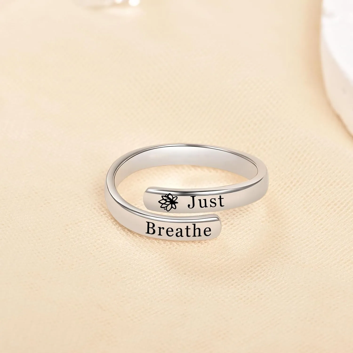 Silver Adjustable Ring Inspirational Jewelry S925 Sterling Wrap Open Ring for Women