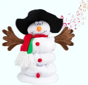 Singing and Dancing Snowman Plush Toy,Musical Santa Snowman Doll with 6 Christmas Songs for Christmas Animated Stuffed Decoration