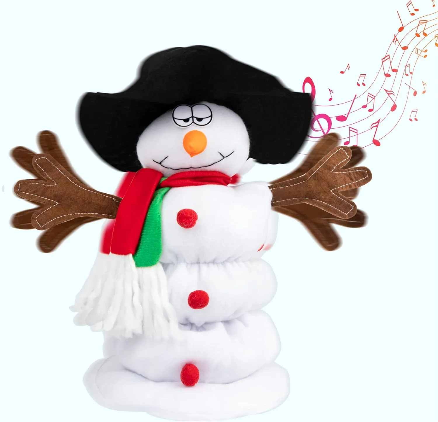 Singing and Dancing Snowman Plush Toy,Musical Santa Snowman Doll with 6 Christmas Songs for Christmas Animated Stuffed Decoration