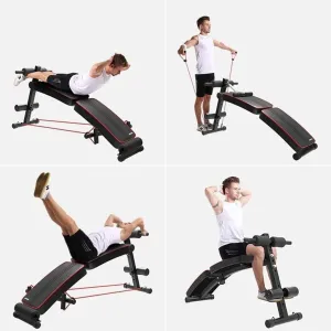 Sit-Up Board Home Abdominal Muscle Training Device Multi-Function Dumbbell Bench Workout Bench Adjustable Weight Bench Professional Fitness Equipment Adjustable Height Double Folding