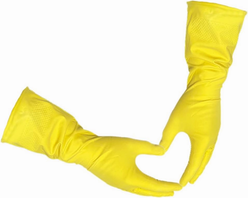 Size Large Yellow Household Kitchen Cleaning Dishwashing Reuseable Gloves